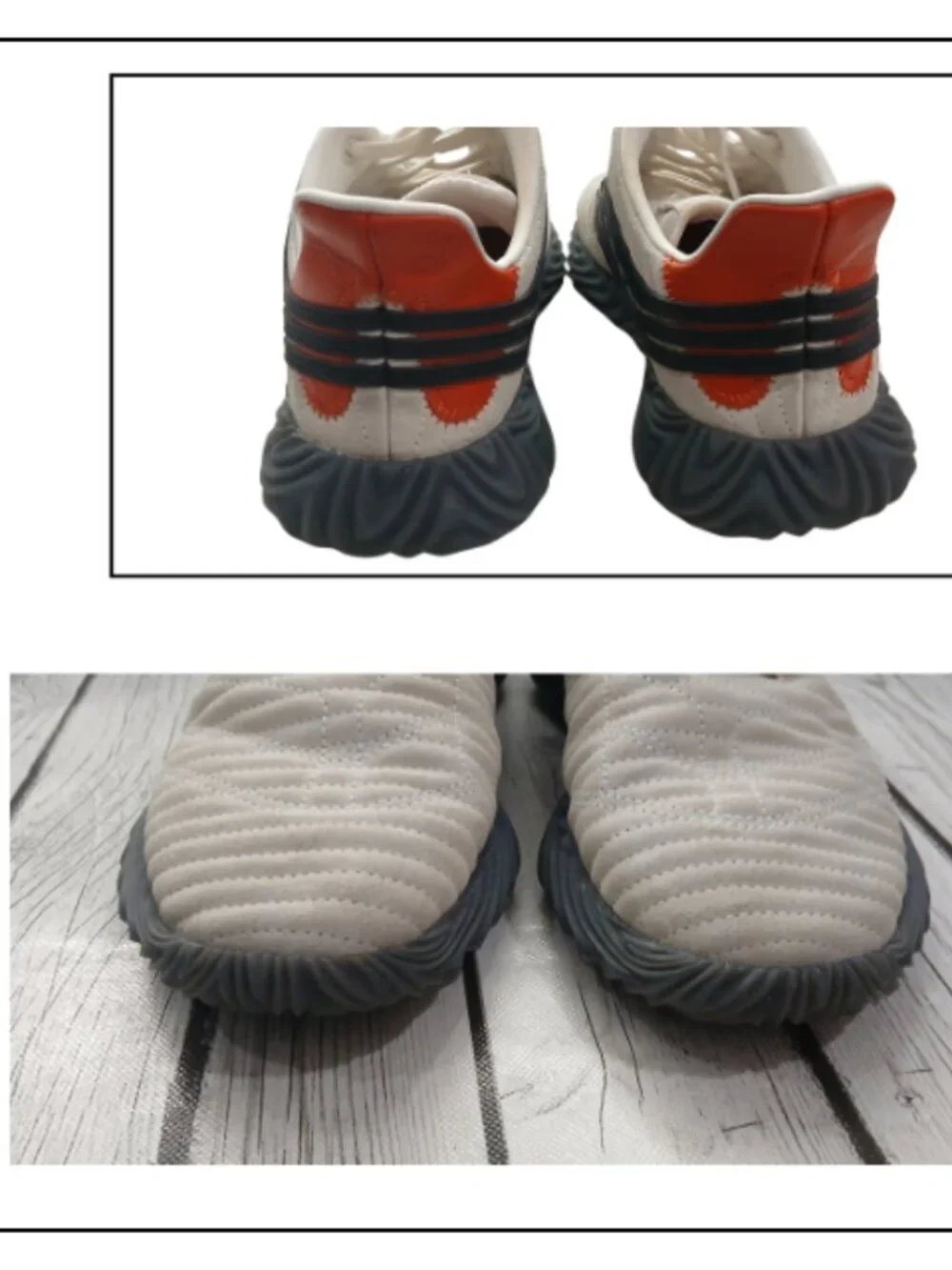 adidas Sobakov Beige Orange Athletic Shoes with Black Soles